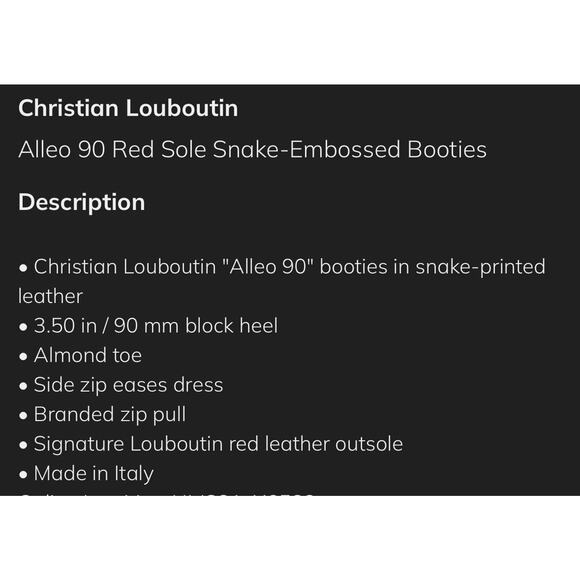 Christian Louboutin 39.5 US 9.5 Alleo 90 Red Sole Snake Embossed Booties NWOB - Picture 14 of 14